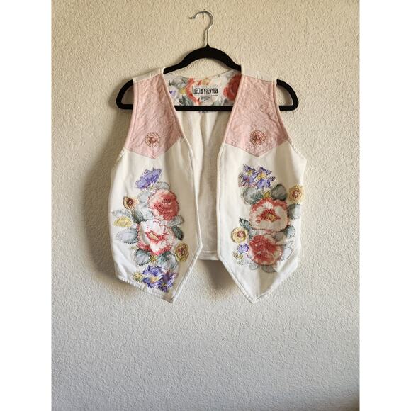 Vintage Electrify New York Women's Beaded Floral Vest M - Picture 1 of 6